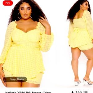 Making it official Fashion Nova Yellow Romper Plus